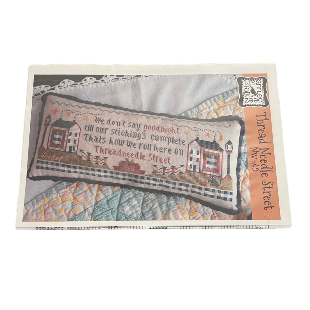 Annie Beez Folk Art Thread Needle Street Counted Cross Stitch Pattern Chart NEW‎